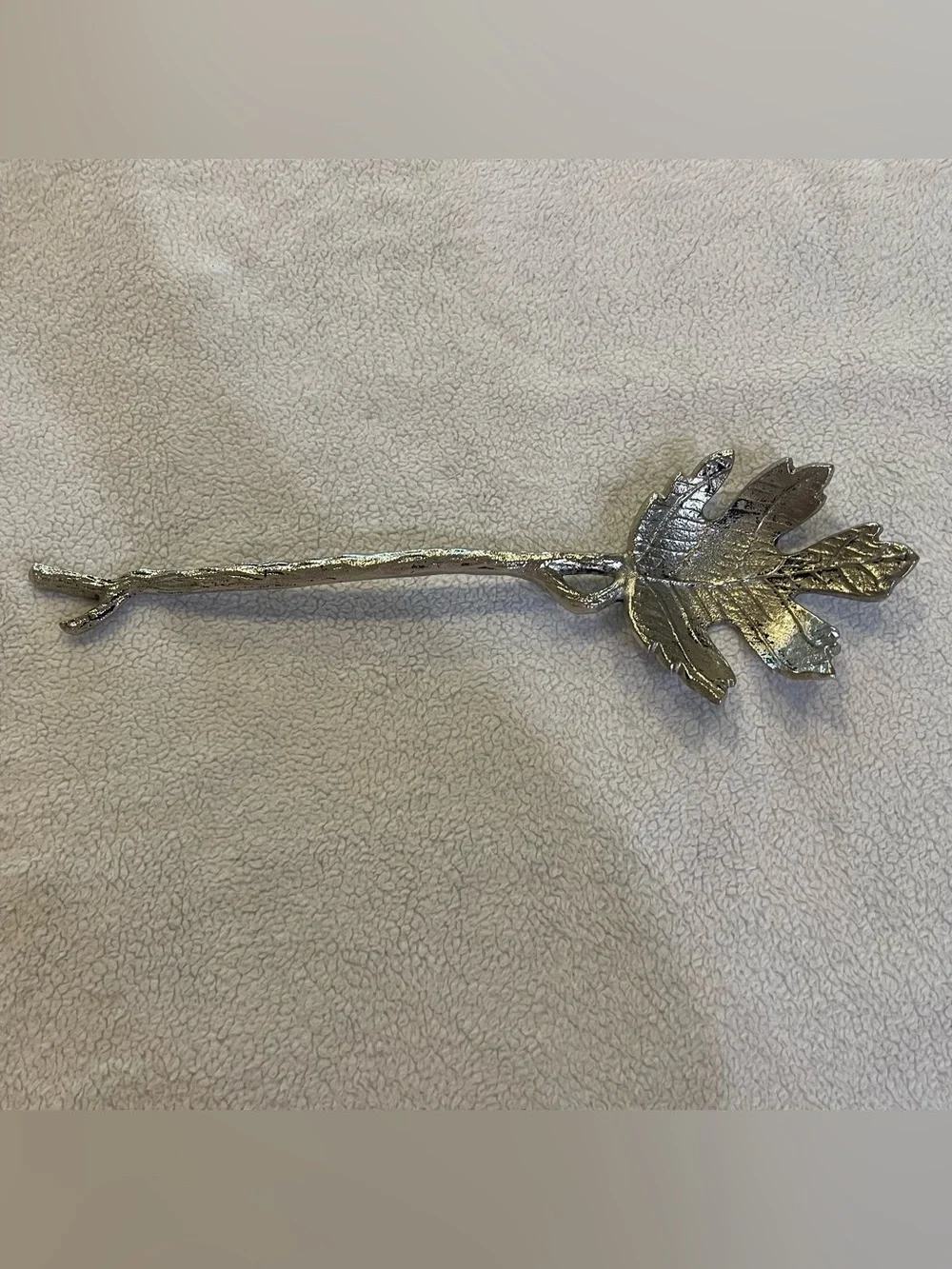 Glass Leaf Serving Dish & Silver Branch Server Fall Thanksgiving Decor